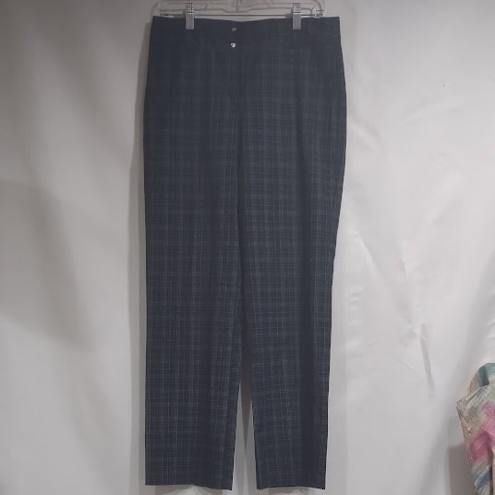 IZOD PLAID LADIES GOLF PANTS BLACK WITH BLUE AND YELLOW  POLY/RAYON BLEND SIZE 8